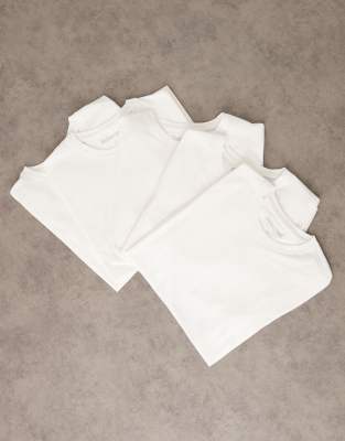 Selected 100% Cotton Regular Fit 5 Pack T-shirts In White