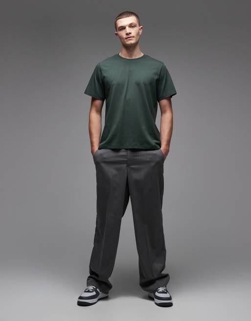 Selected 100% cotton regular fit  t-shirt in dark green, 2 of 5