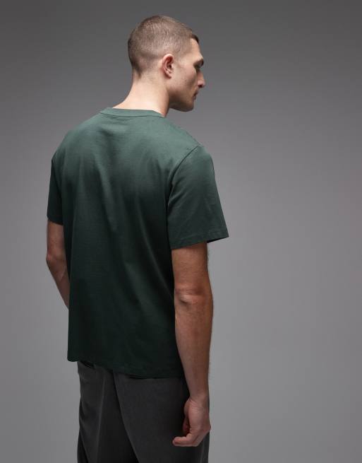 Selected 100% cotton regular fit  t-shirt in dark green, 3 of 5