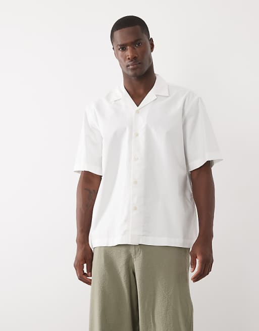 white short sleeve dress shirts for men George Men's Shirt reimagined with movement in mind. WHITE SOLID KNIT STRETCH SHORT