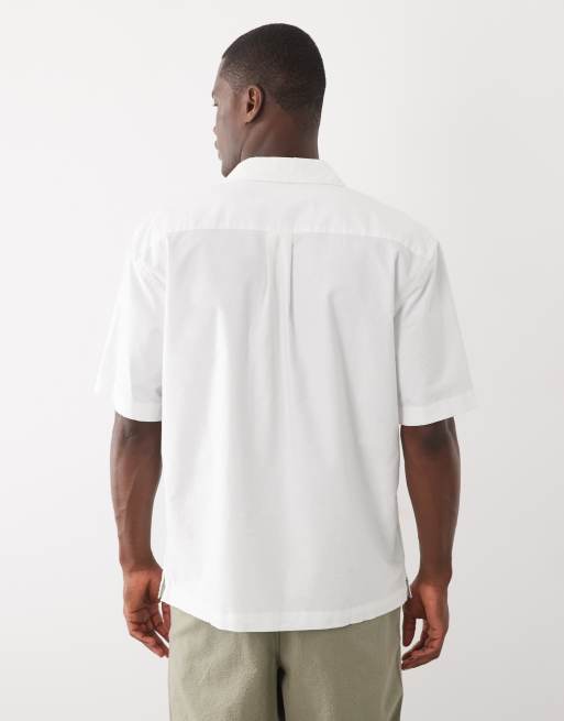 Selected 100% cotton short sleeve shirt in white, 3 of 5
