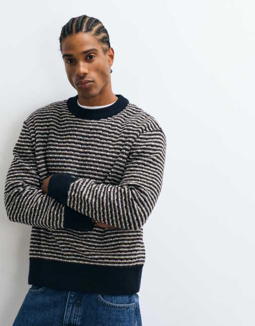 Selected 100% cotton structured knit jumper in navy, 5 of 5