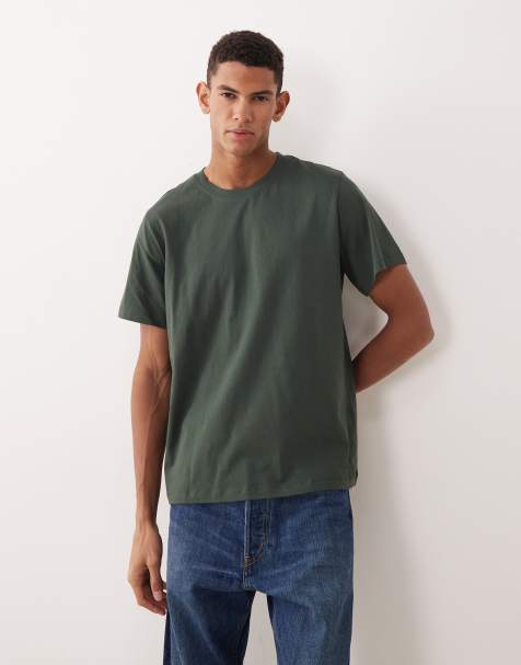 Selected 100% cotton t-shirt in dark green