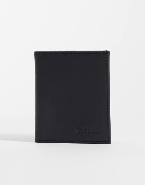 Selected 100% leather fold wallet in black - view 1