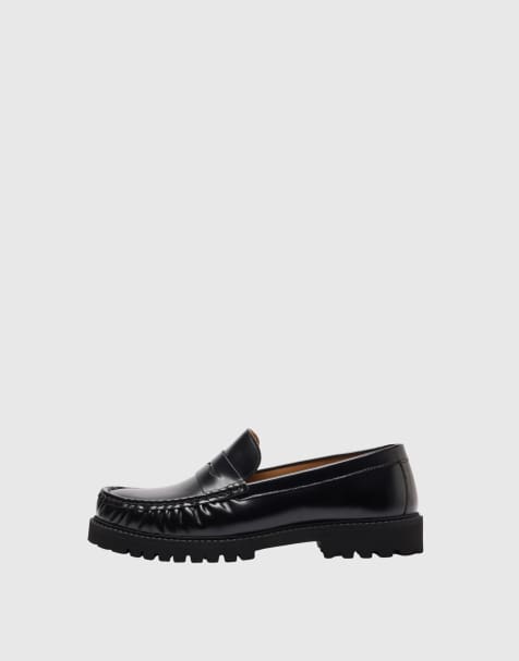 Selected 100% leather loafers in black - view 1