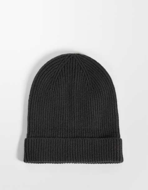 Selected 100% merino wool sailor beanie in earthy brown - view 1