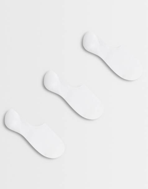 Selected 3 pack of invisible socks in white - view 1