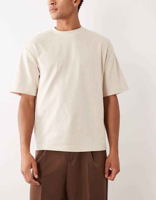 Selected 3 pack oversized heavyweight t-shirts in beige, 2 of 5