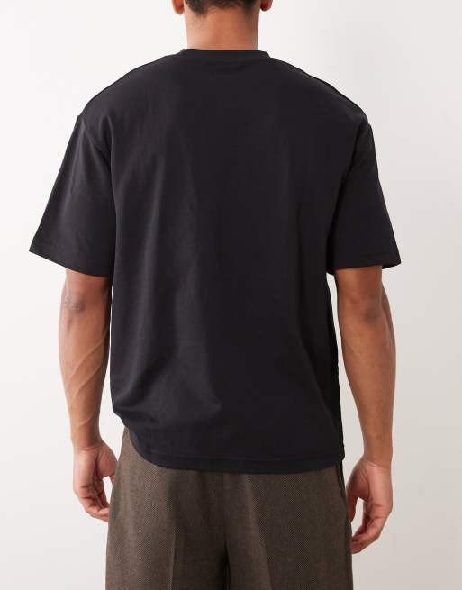 Selected 3 pack oversized heavyweight T-shirts in white black and gray, 4 of 5