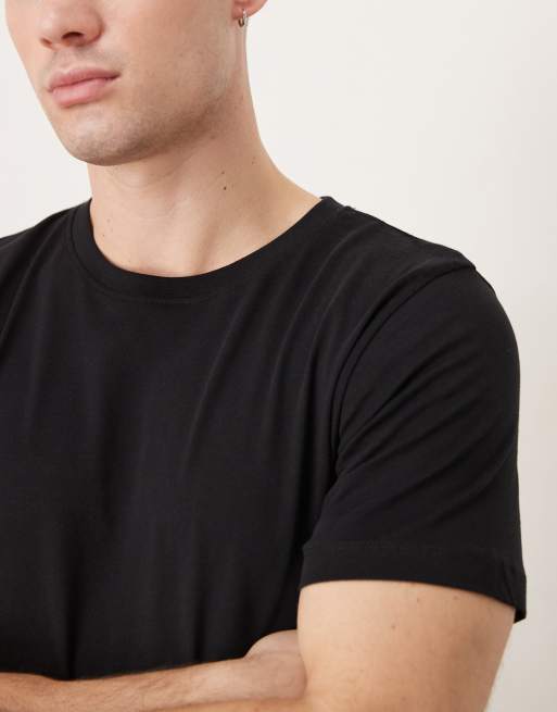 Selected – 3er-Pack schwere T-Shirts in Schwarz, Weiß und Marineblau mit regulärer Passform, 5 von 5