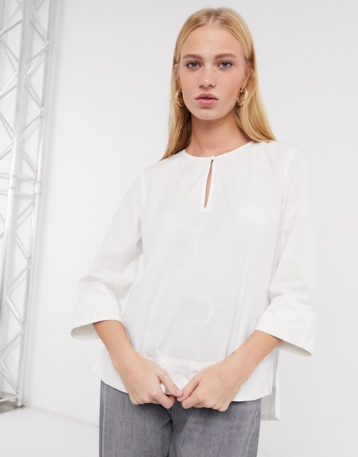 Selected Ami Woven top in Bright White
