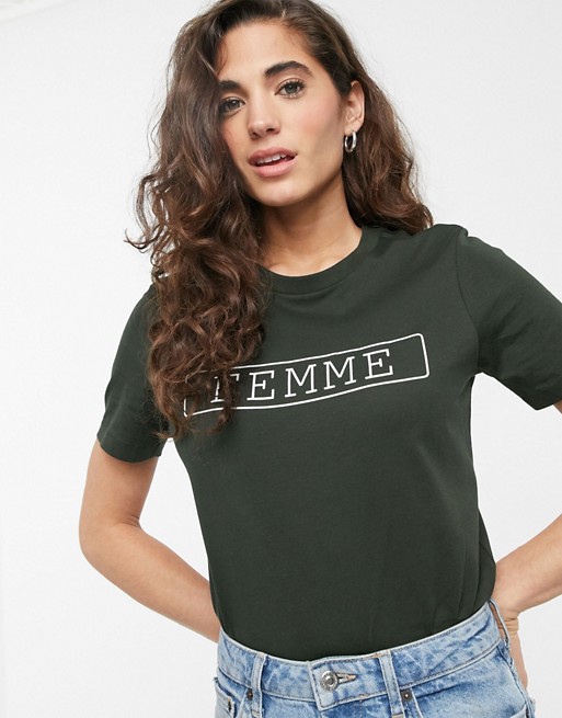 Selected Ann short sleeve femme slogan t-shirt