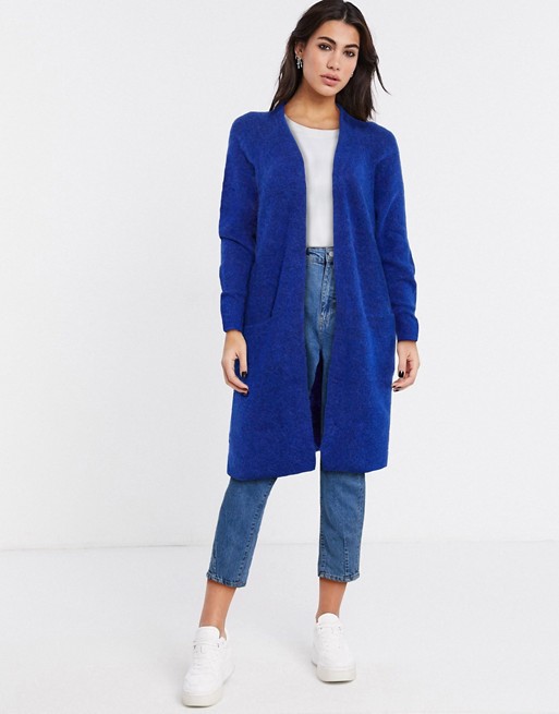 Selected anna long sleeve knit cardigan in blue