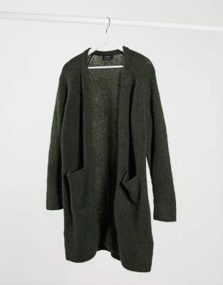 Selected Anna long sleeve knit cardigan in dark green-Navy