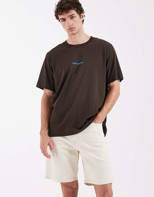 Selected baggy denim shorts in cream , 2 of 5