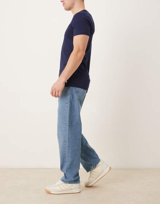 Selected baggy fit jeans in mid blue       , 3 of 5