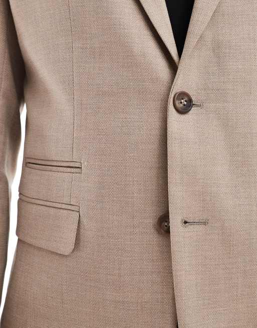 Selected – Beige kavaj i ylleblandat tyg med smal passform, del av kostym , 4 av 5