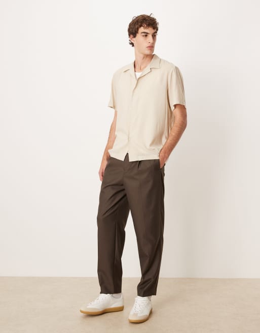 Selected - Beige kortærmet skjorte med print i almindelig pasform , 2 af 5