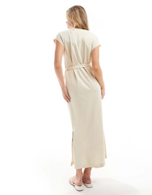 Selected – Beige maxiklänning i jersey med v-ringning , 4 av 4