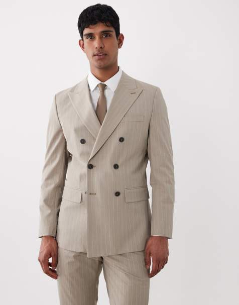 Selected - Beige nålestribet blazer i Slim Fit - view 1