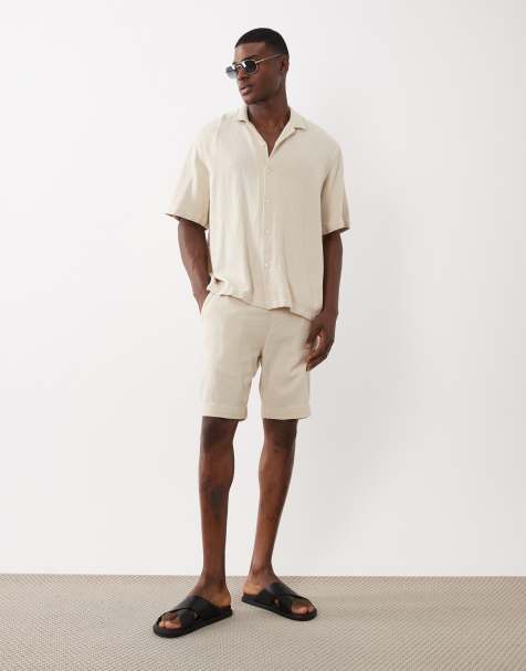 Selected - Beige shorts med tekstur - Del af sæt - view 1
