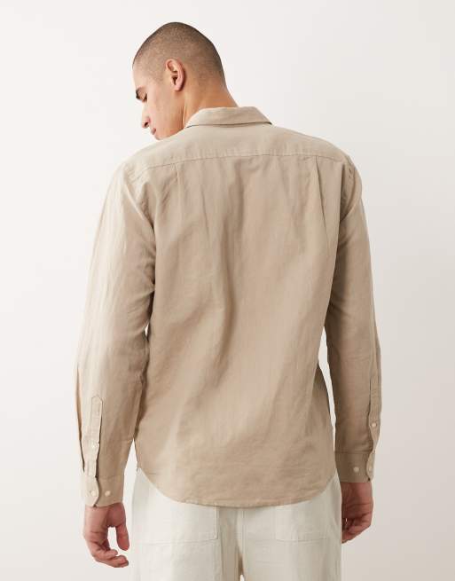 Selected – Beige skjorta i linnemix med långa ärmar, 5 av 5