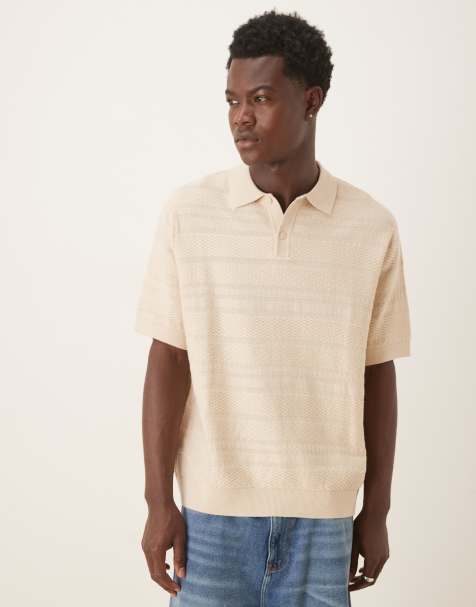 Selected – Beige, stickad pikétröja i 100% bomull med korta ärmar - view 1