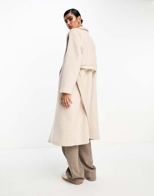 Selected belted formal coat in cream, 3 of 4