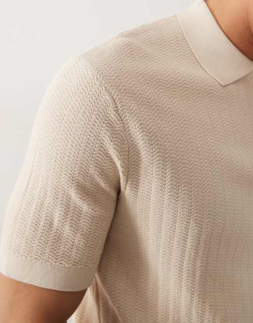 Selected – Beżowa koszulka polo z zamkiem, 3 z 5