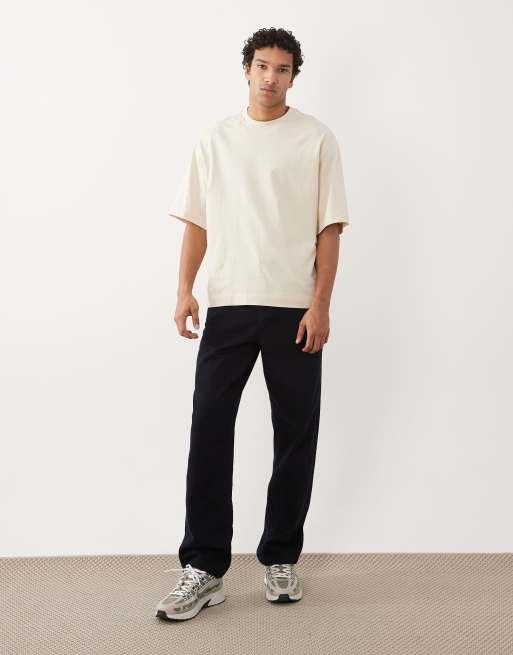 Selected – Beżowy gruby T-shirt oversize o gramaturze 220 g/m², 2 z 5
