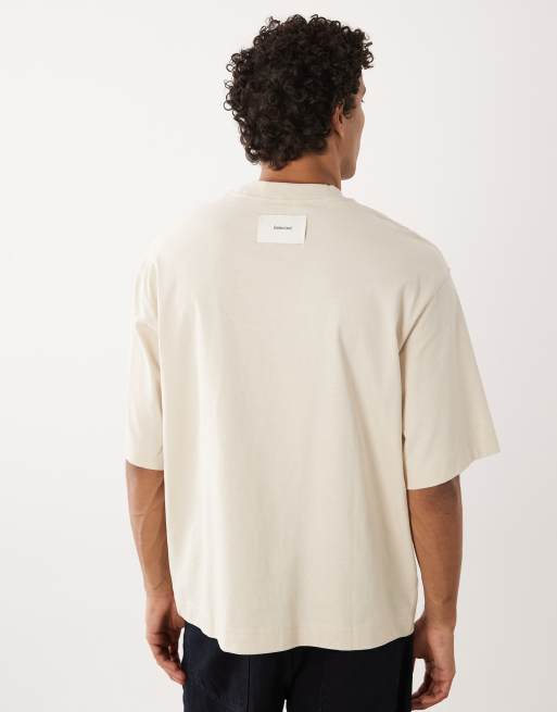 Selected – Beżowy gruby T-shirt oversize o gramaturze 220 g/m², 3 z 5