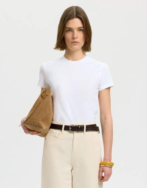 Selected Crewneck t-shirt in bright white