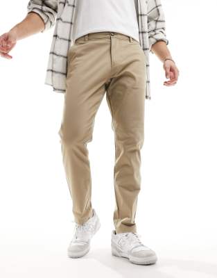 Selected Selected Bill slim fit chino in beige-White
