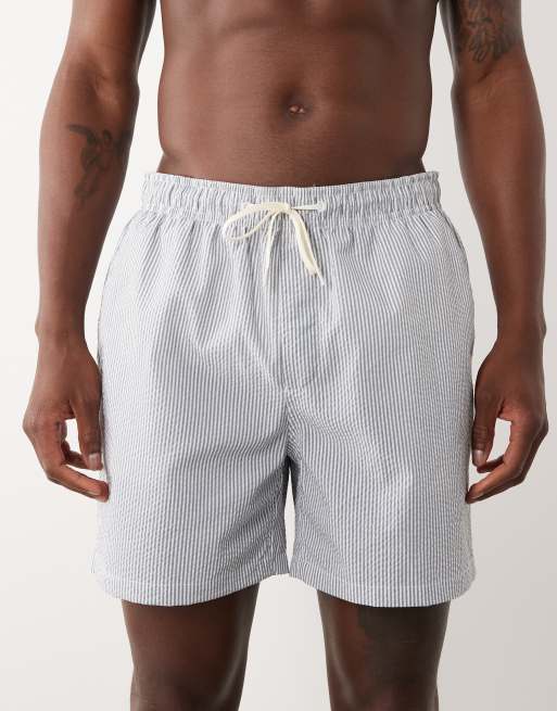 Selected – Blårandiga badshorts i bäckebölja, 4 av 5