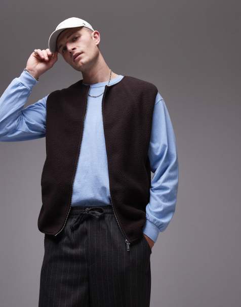 Selected - Bodywarmer van borg in bruin - view 1