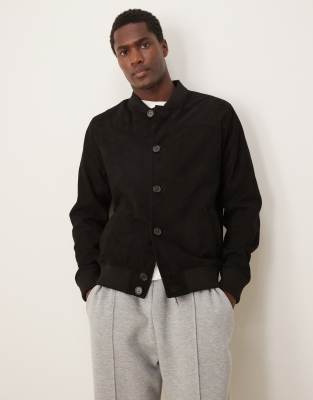 Selected - Bomber en daim - Noir