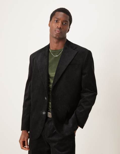 Selected Bowie regular fit cord suit jacket in black  - view 1
