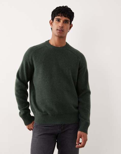Selected boxy alpaca blend jumper in green - view 1