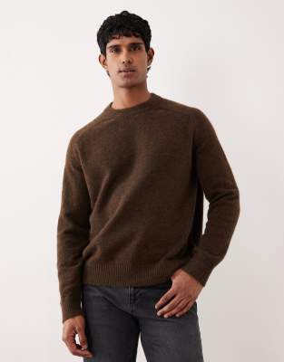 Selected Boxy Alpaca Blend Sweater In Brown