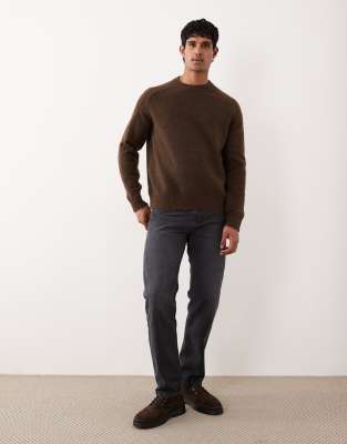 Selected Boxy Alpaca Blend Sweater In Brown
