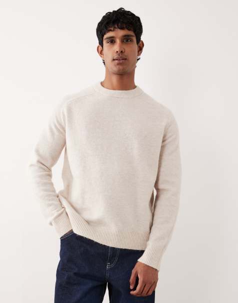 Selected boxy alpaca blend sweater in cream - view 1