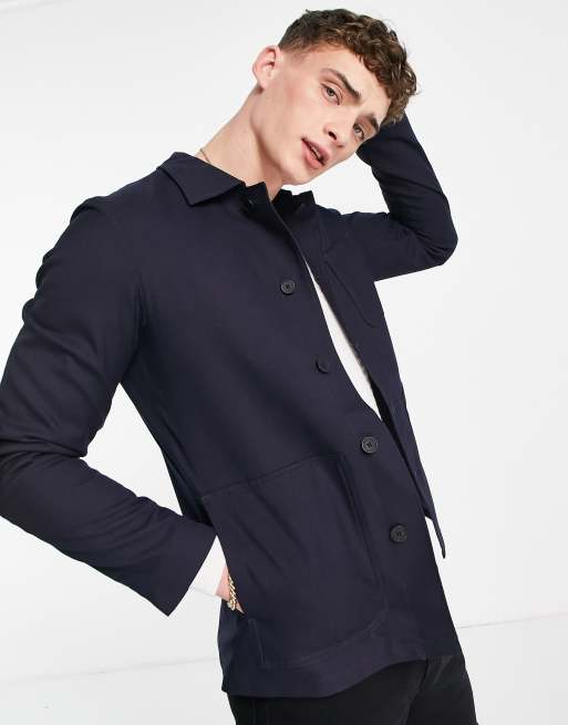 Selected boxy fit jacket in navy, 3 of 4