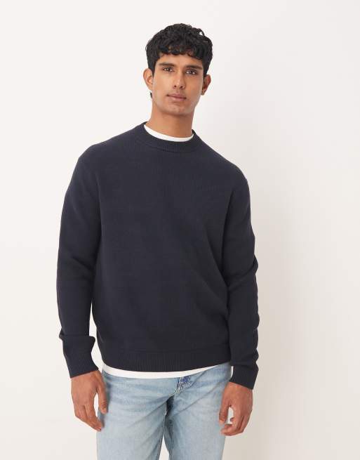 Selected boxy knitted jumper in navy