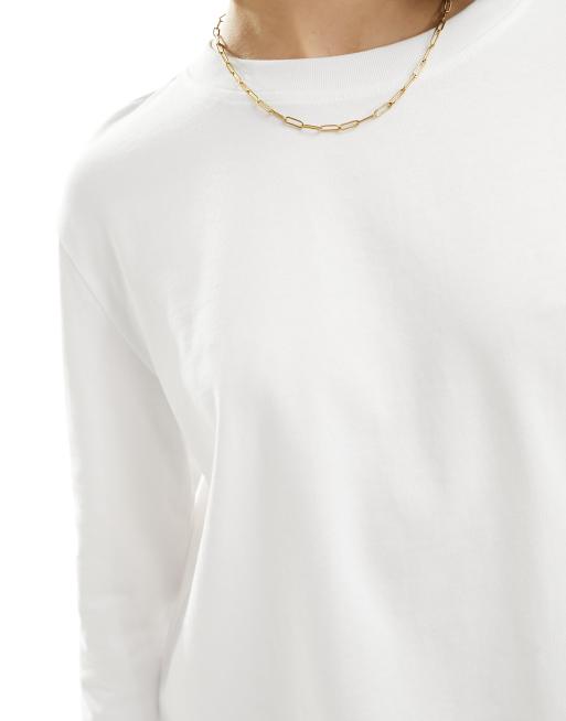 Selected boxy long sleeve t-shirt in white, 2 of 4