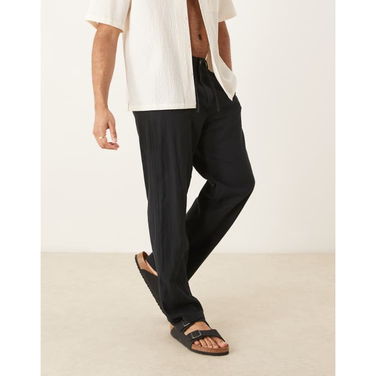 Selected Brody loose fit linen mix pants in black | ASOS