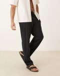 [Selected] Selected Brody loose fit linen pants in black XS Black