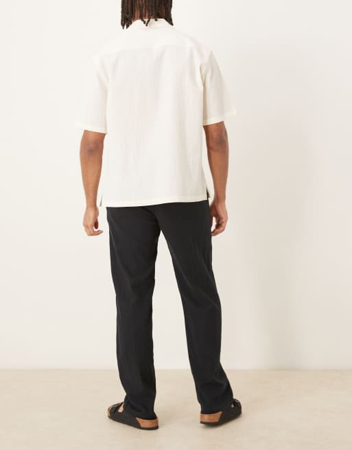 Selected – Brody – Svarta byxor i linnetyg och loose fit , 4 av 5