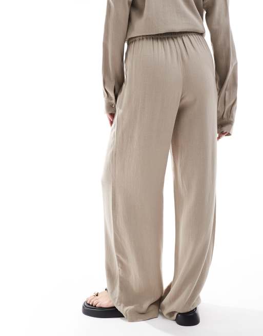 Selected - Broek van linnenmix met wijde pasvorm in beige, 4 van 5