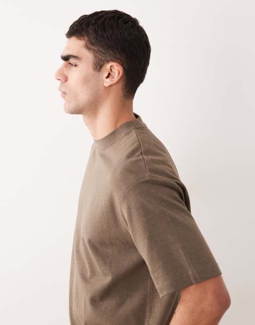 Selected – Brun, kraftig t-shirt i oversize, 4 av 5