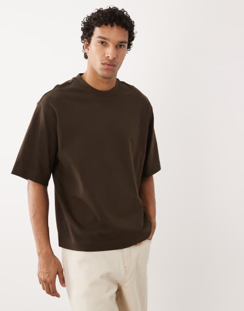 Selected - Brun oversized T-shirt i kraftigt 220 gsm-stof - view 1